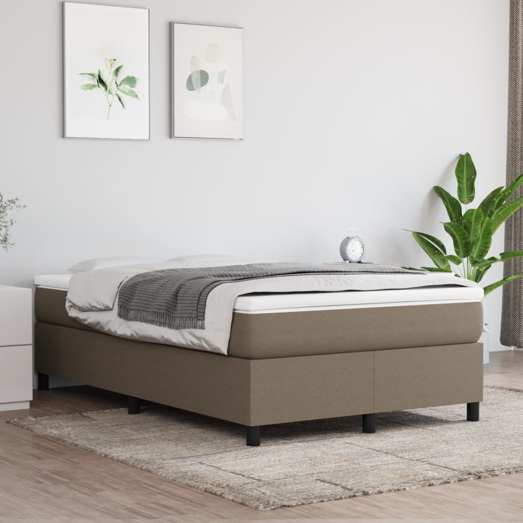 vidaXL Łóżko kontynentalne, taupe, 120x200 cm, obita tkaniną