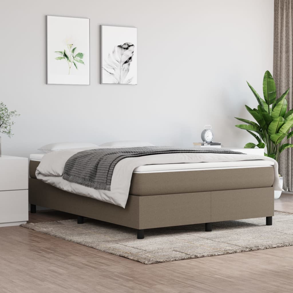 vidaXL Łóżko kontynentalne, taupe, 140x200 cm, obita tkaniną