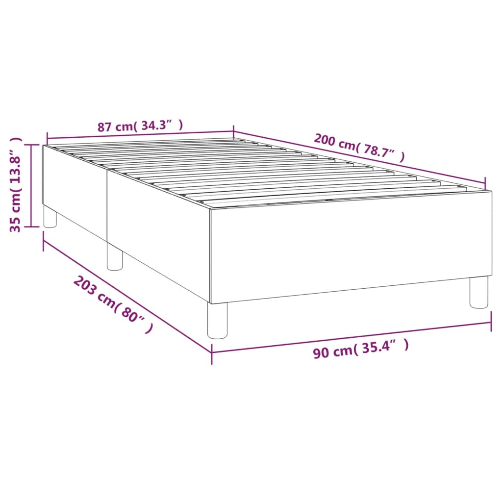 vidaXL Łóżko kontynentalne Niebieska 90x200 cm Tkanina