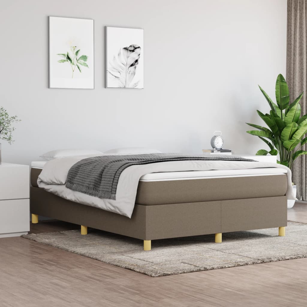 vidaXL Łóżko kontynentalne, taupe, 140x200 cm, obita tkaniną