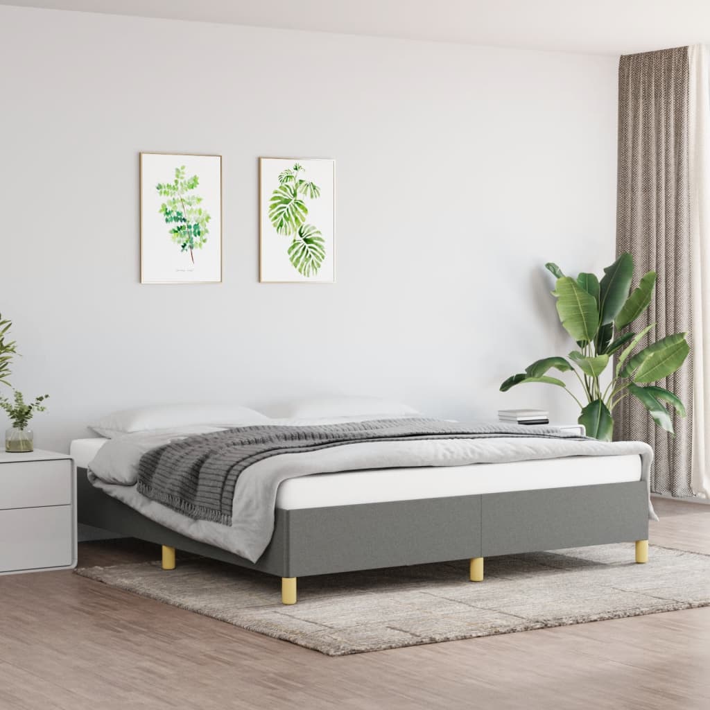 vidaXL Łóżko kontynentalne, ciemnoszara, 160x200 cm, obita tkaniną