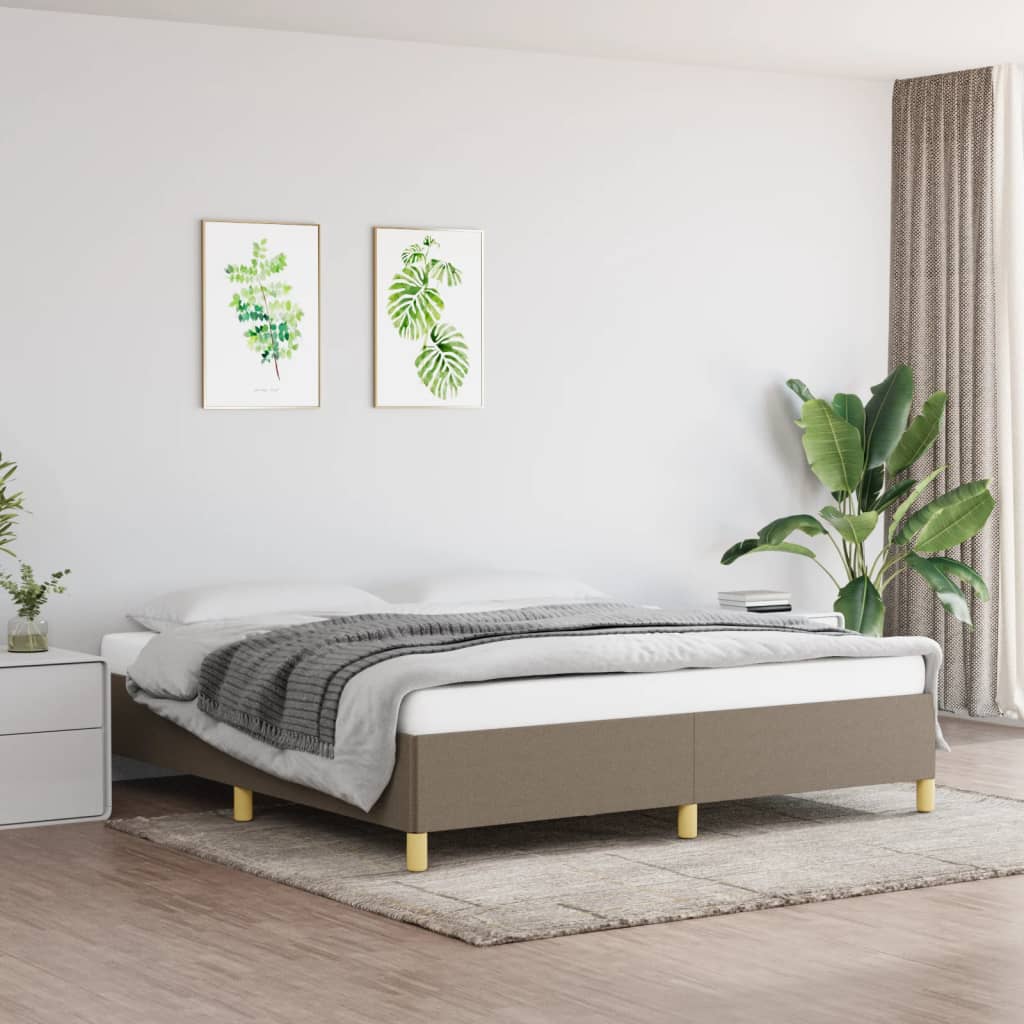 vidaXL Łóżko kontynentalne, taupe, 160x200 cm, obita tkaniną
