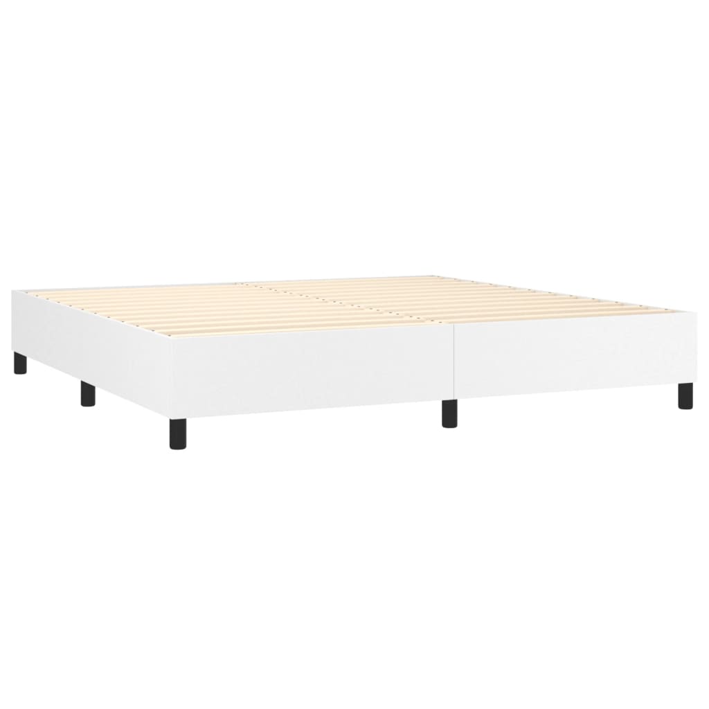 vidaXL Łóżko kontynentalne, białe, 200x200 cm, sztuczna skóra