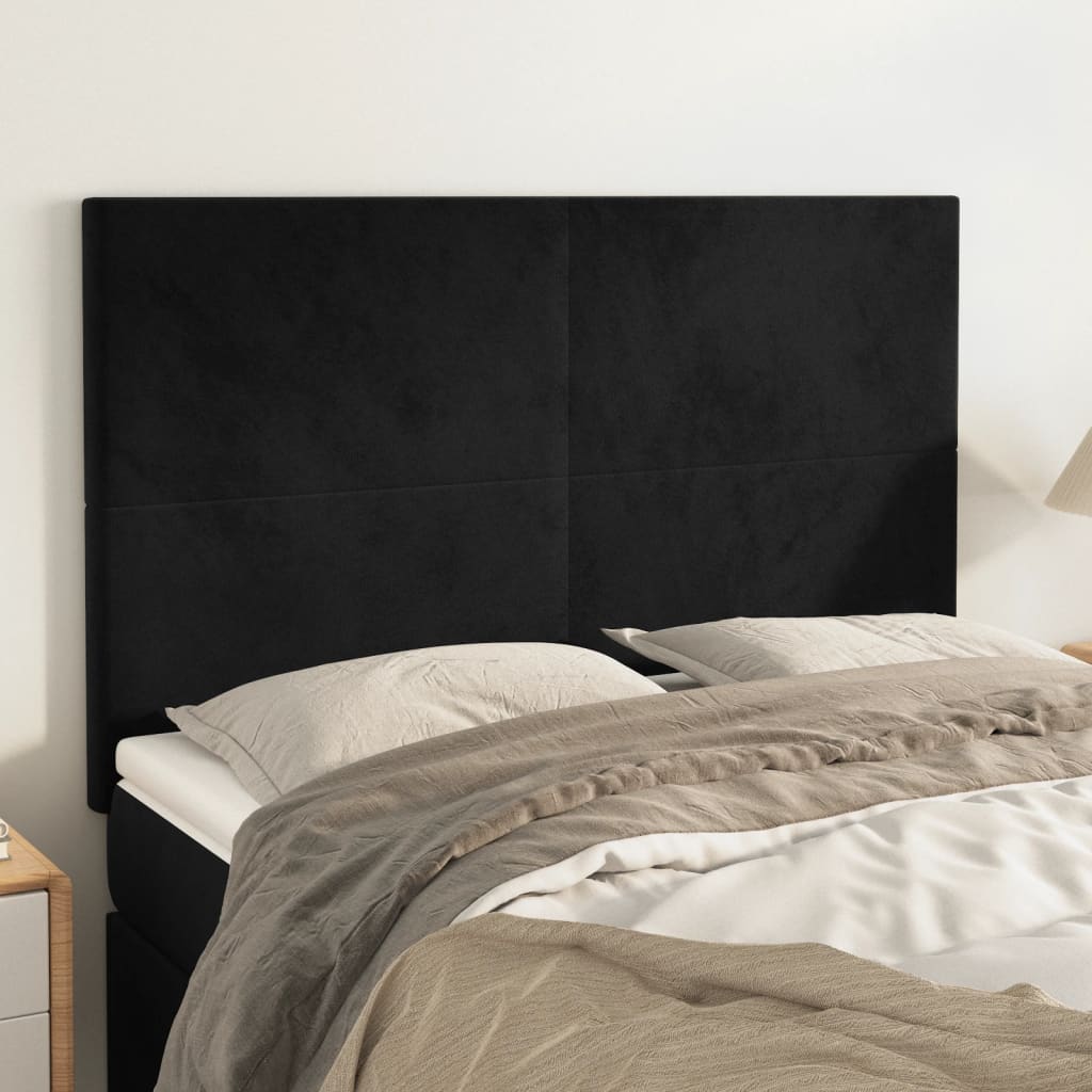 vidaXL Zagłówek czarny 144x5x118/128 cm aksamit
