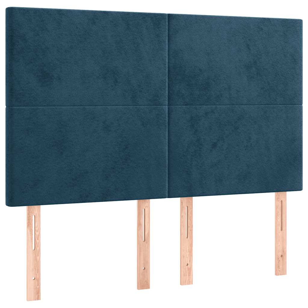 vidaXL Zagłówek granatowy 144x5x118/128 cm aksamit