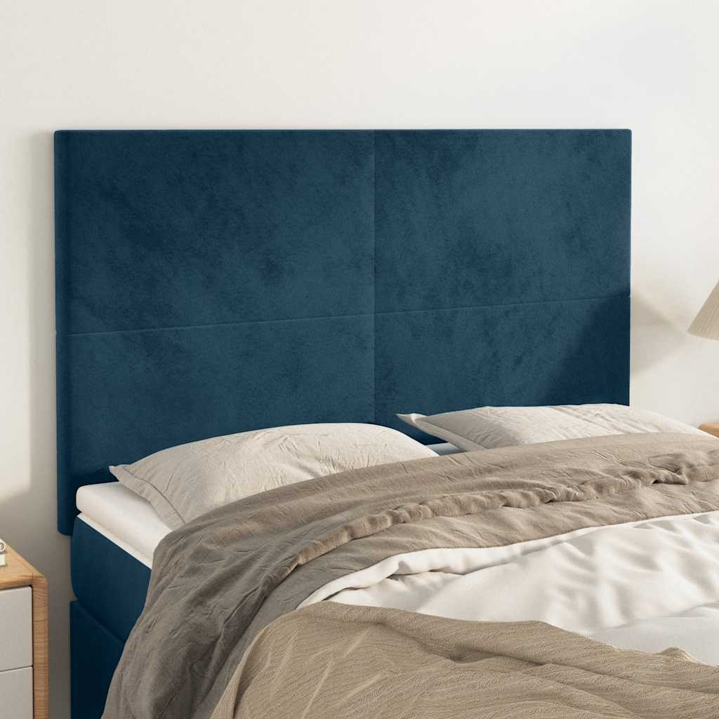 vidaXL Zagłówek granatowy 144x5x118/128 cm aksamit