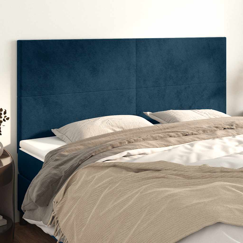 vidaXL Zagłówek granatowy 180x5x118/128 cm aksamit