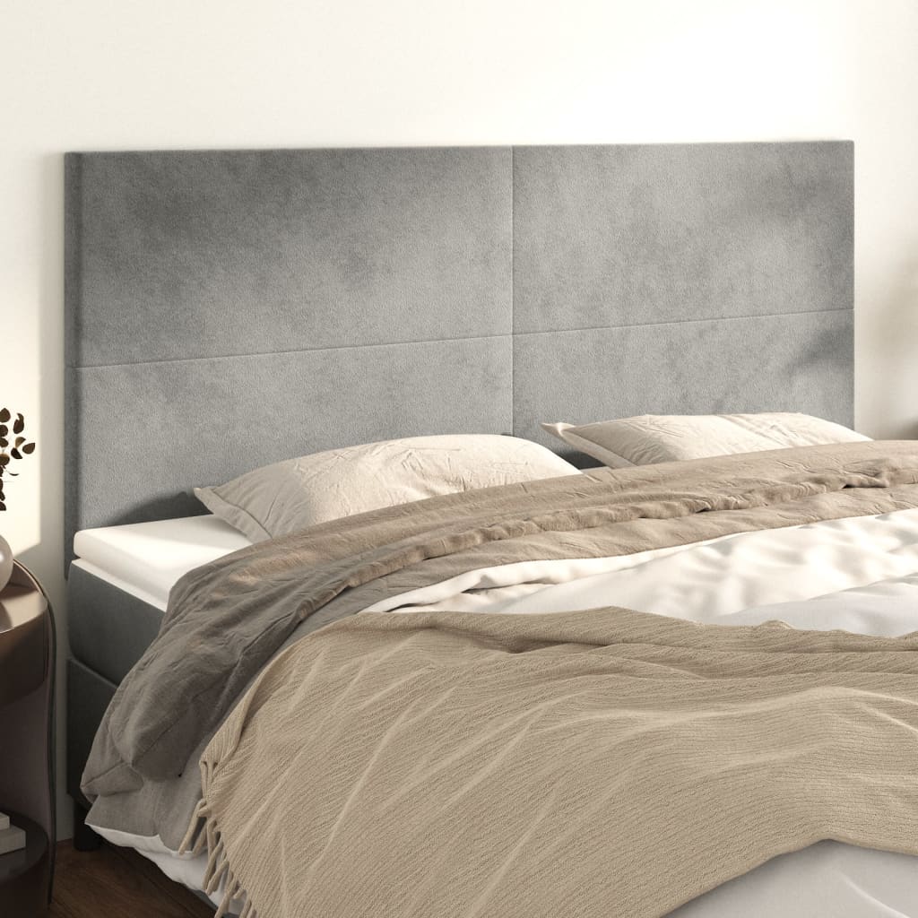 vidaXL Zagłówek jasnoszary 200x5x118/128 cm aksamit