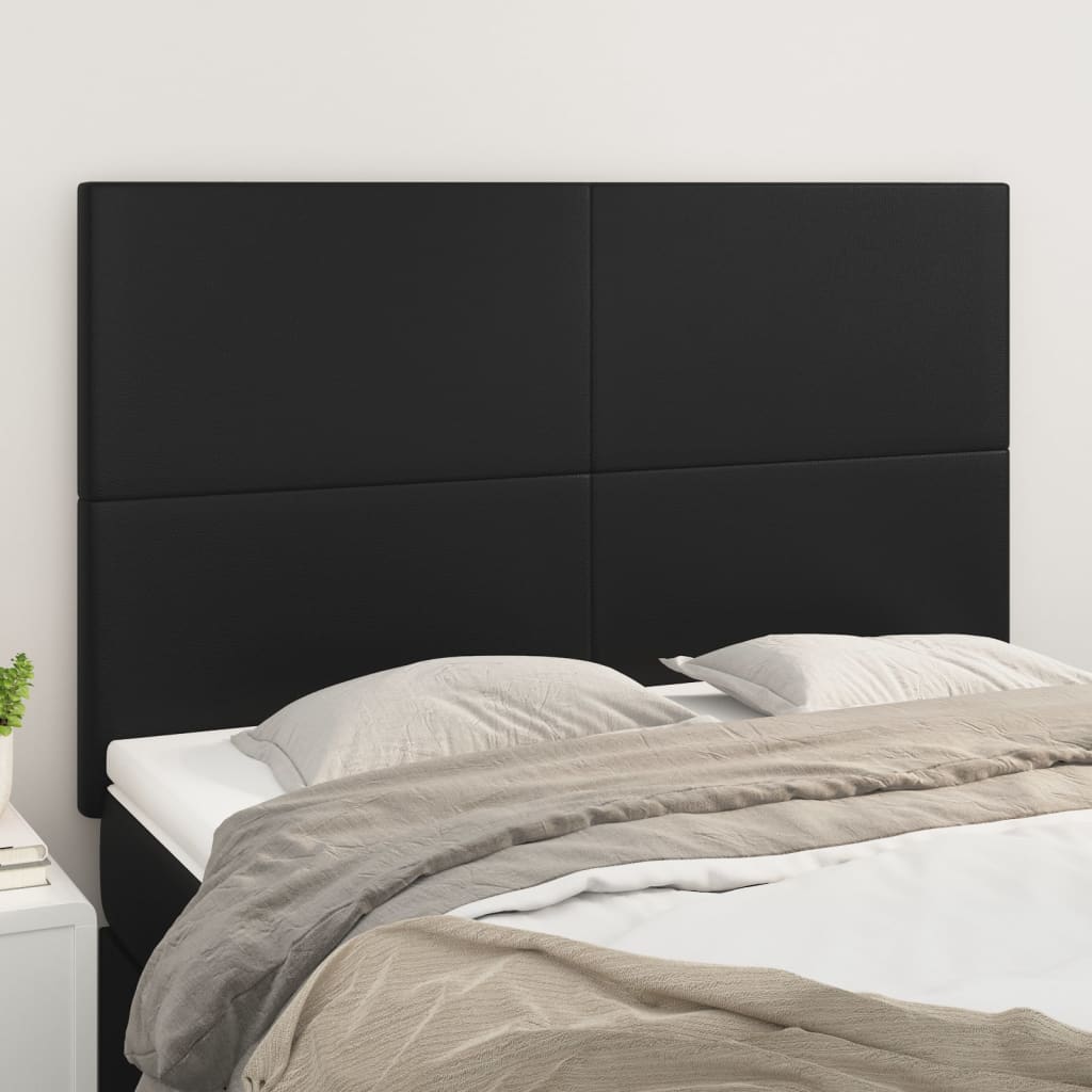 vidaXL Zagłówek czarny 144x5x118/128 cm skóra ekologiczna