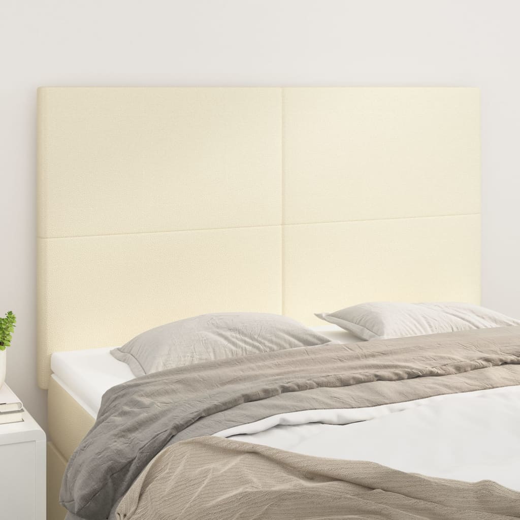 vidaXL Zagłówek kremowy 144x5x118/128 cm skóra ekologiczna