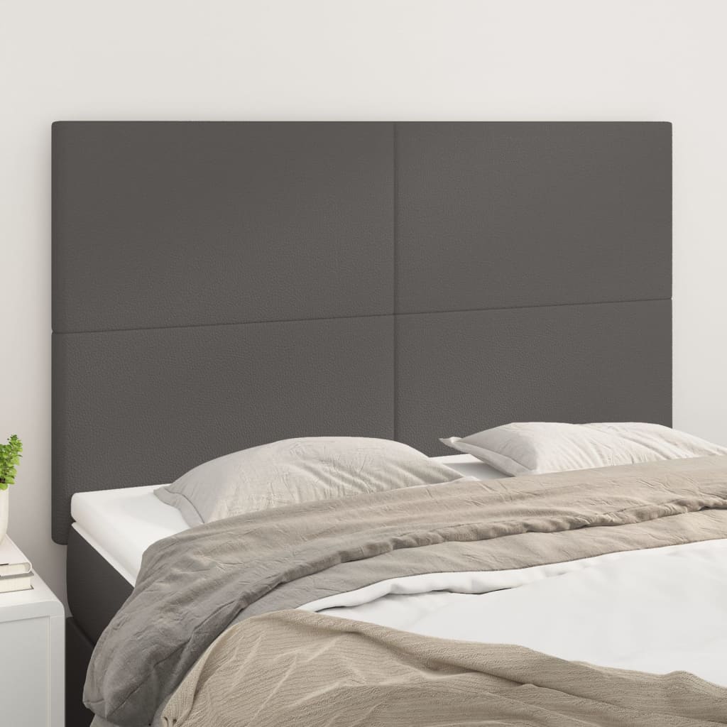 vidaXL Zagłówek szary 144x5x118/128 cm skóra ekologiczna