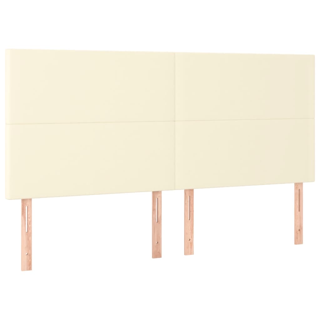 vidaXL Zagłówek kremowy 160x5x118/128 cm skóra ekologiczna