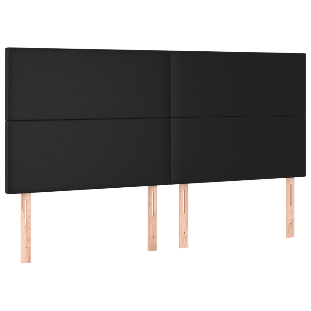 vidaXL Zagłówek czarny 200x5x118/128 cm skóra ekologiczna