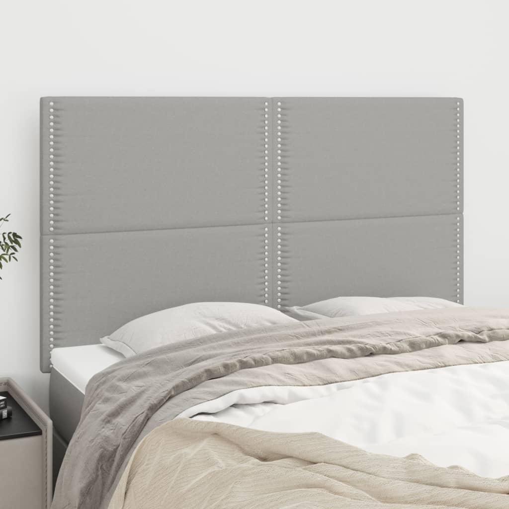 vidaXL Zagłówek jasnoszary 144x5x118/128 cm tkanina
