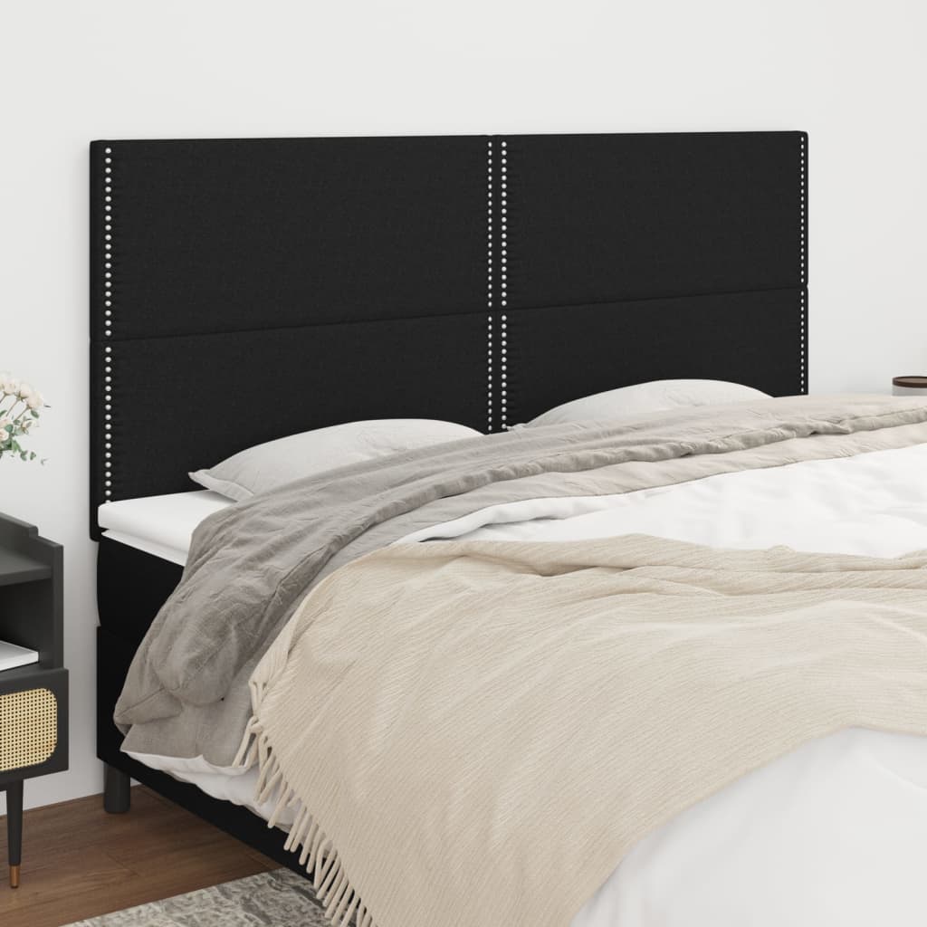 vidaXL Zagłówek czarny 160x5x118/128 cm tkanina