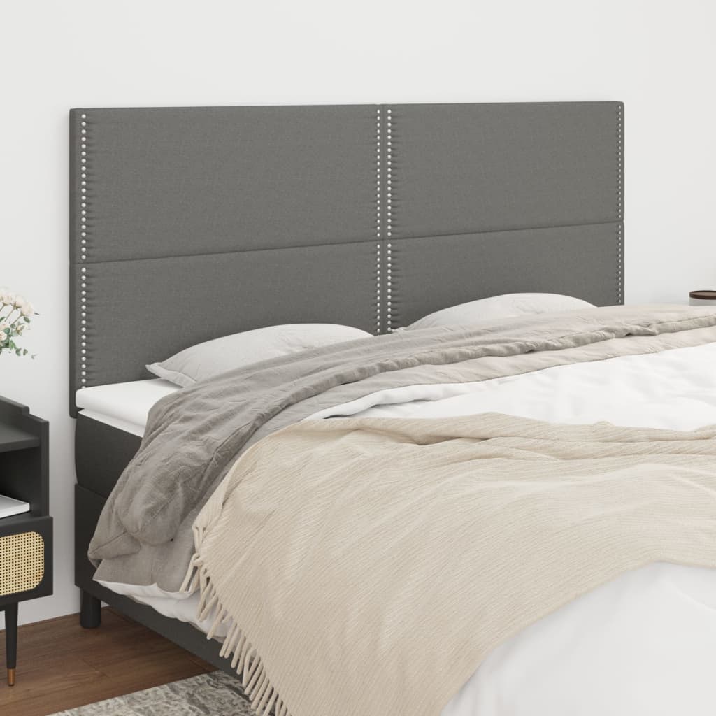 vidaXL Zagłówek ciemnoszary 200x5x118/128 cm tkanina