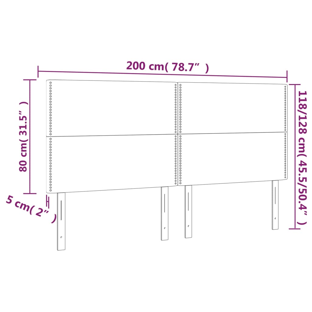 vidaXL Zagłówek taupe 200x5x118/128 cm materiał