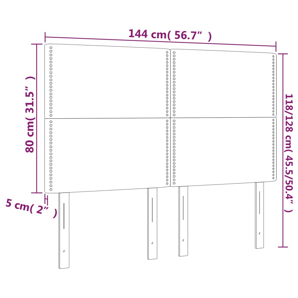 vidaXL Zagłówek jasnoszary 144x5x118/128 cm aksamit