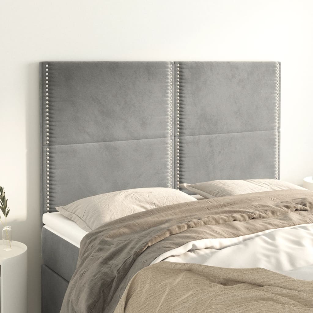 vidaXL Zagłówek jasnoszary 144x5x118/128 cm aksamit