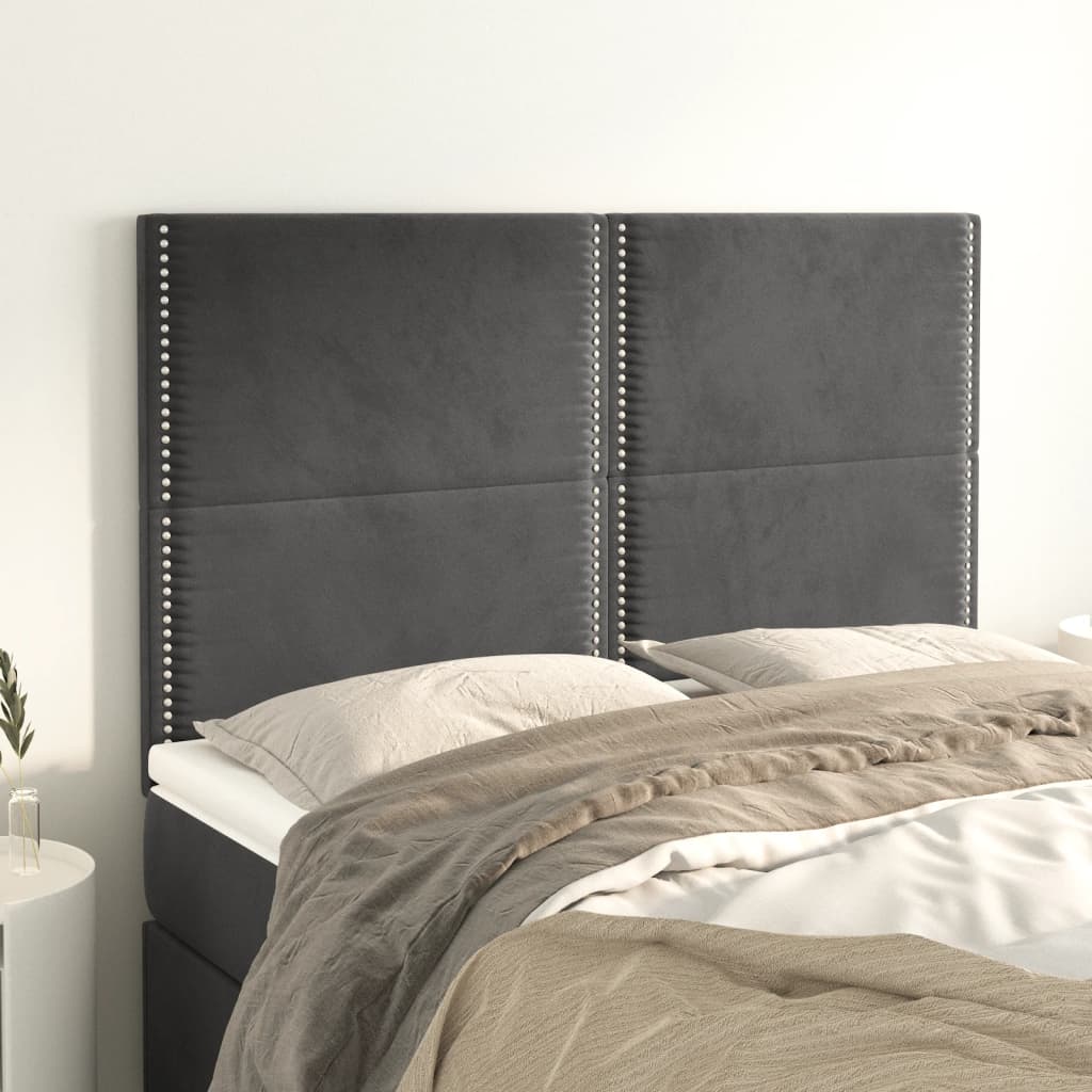 vidaXL Zagłówek ciemnoszary 144x5x118/128 cm aksamit
