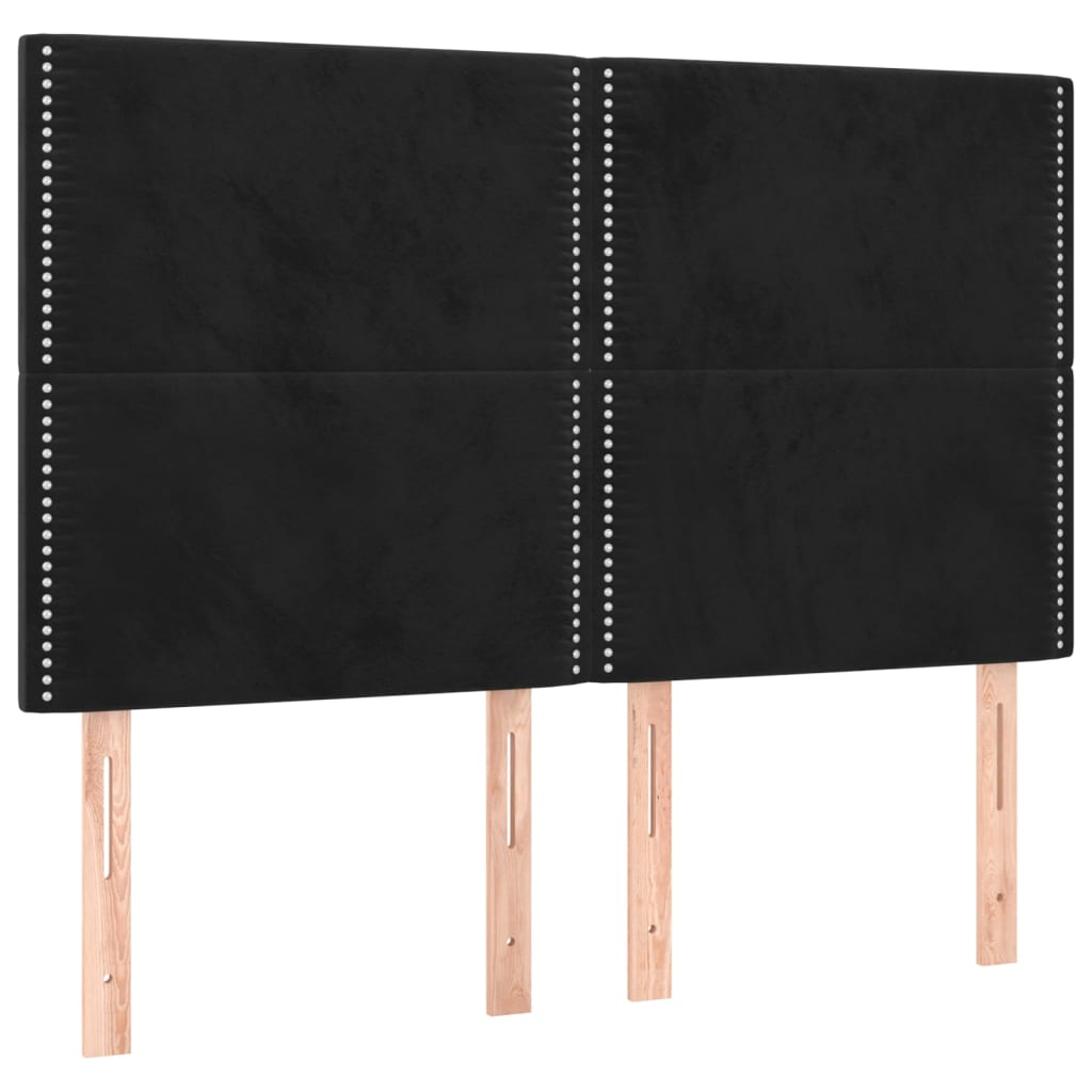 vidaXL Zagłówek czarny 144x5x118/128 cm aksamit