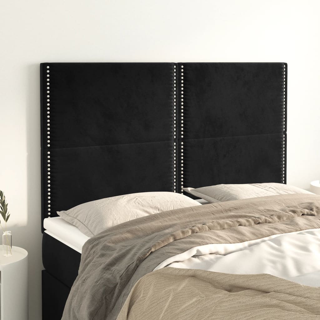 vidaXL Zagłówek czarny 144x5x118/128 cm aksamit