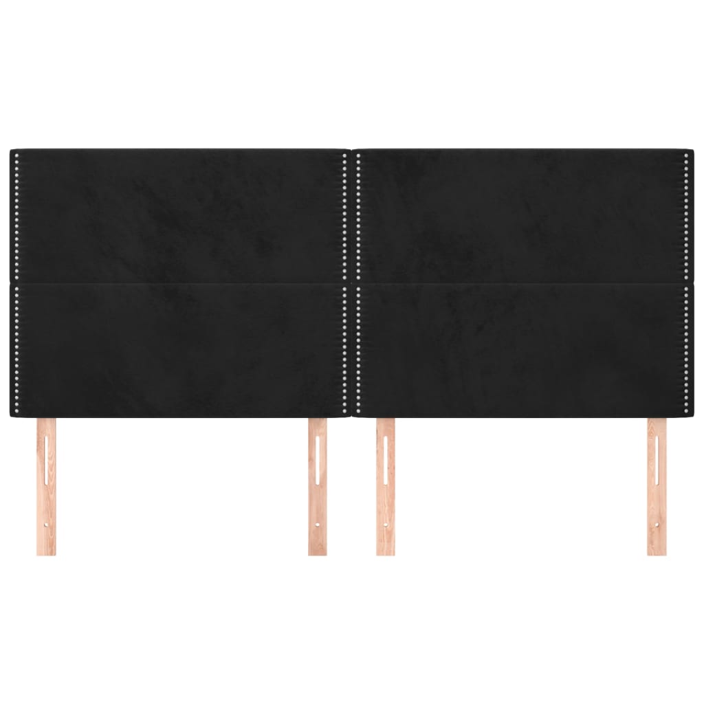vidaXL Zagłówek czarny 200x5x118/128 cm aksamit