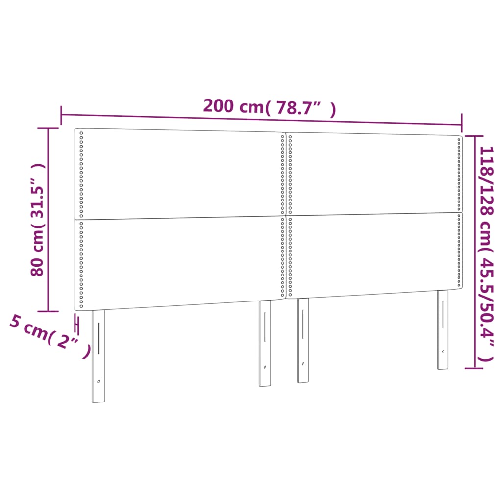 vidaXL Zagłówek czarny 200x5x118/128 cm aksamit