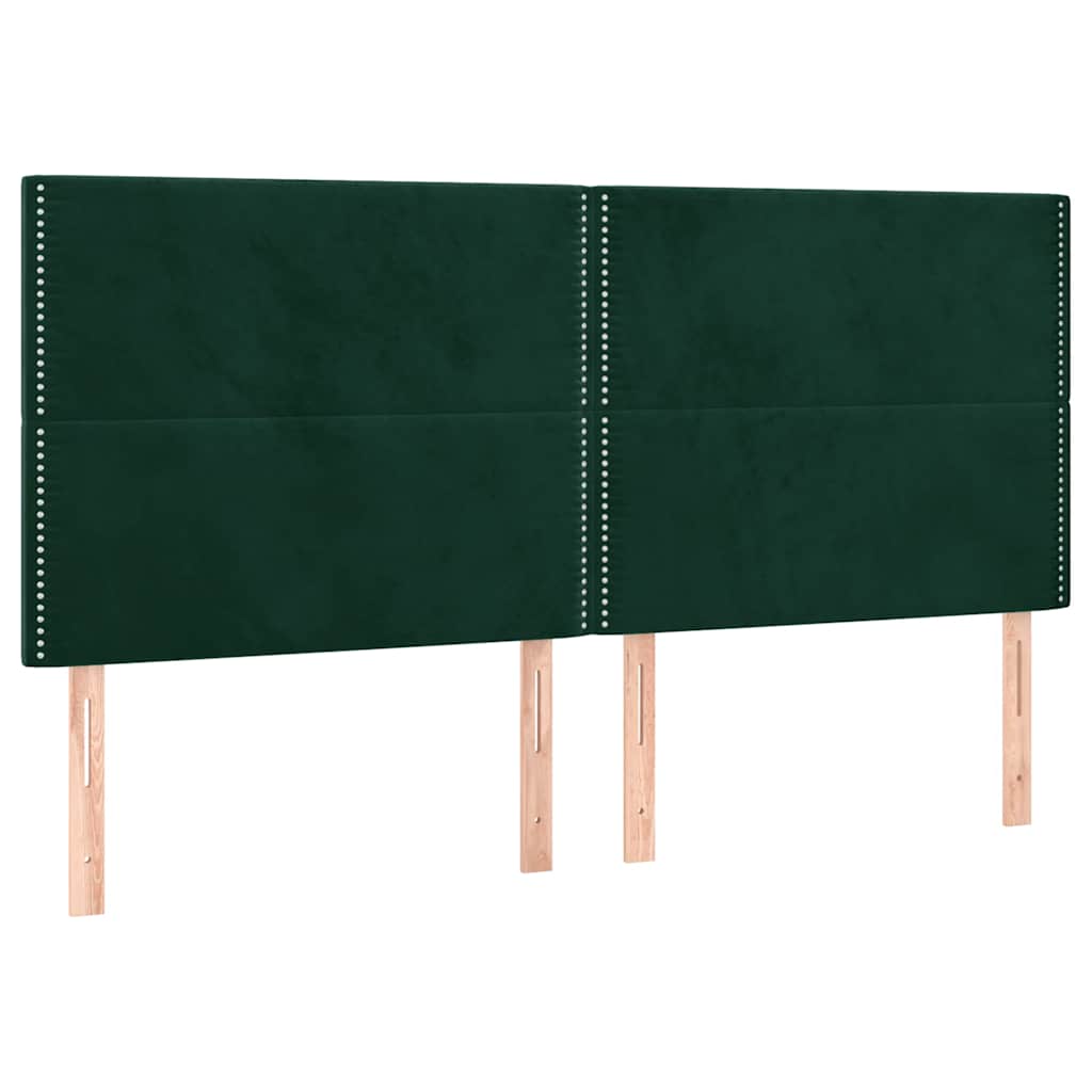 vidaXL Zagłówek ciemnozielony 200x5x118/128 cm aksamit