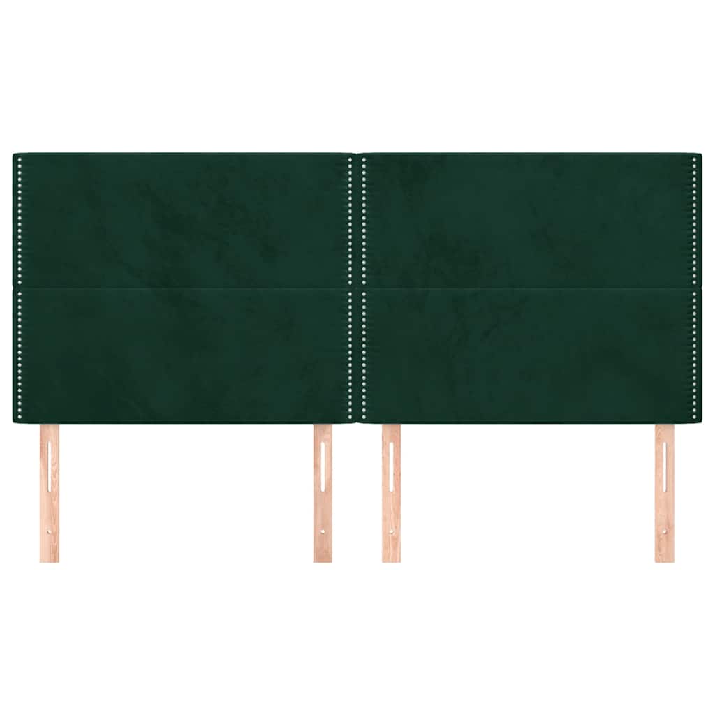 vidaXL Zagłówek ciemnozielony 200x5x118/128 cm aksamit