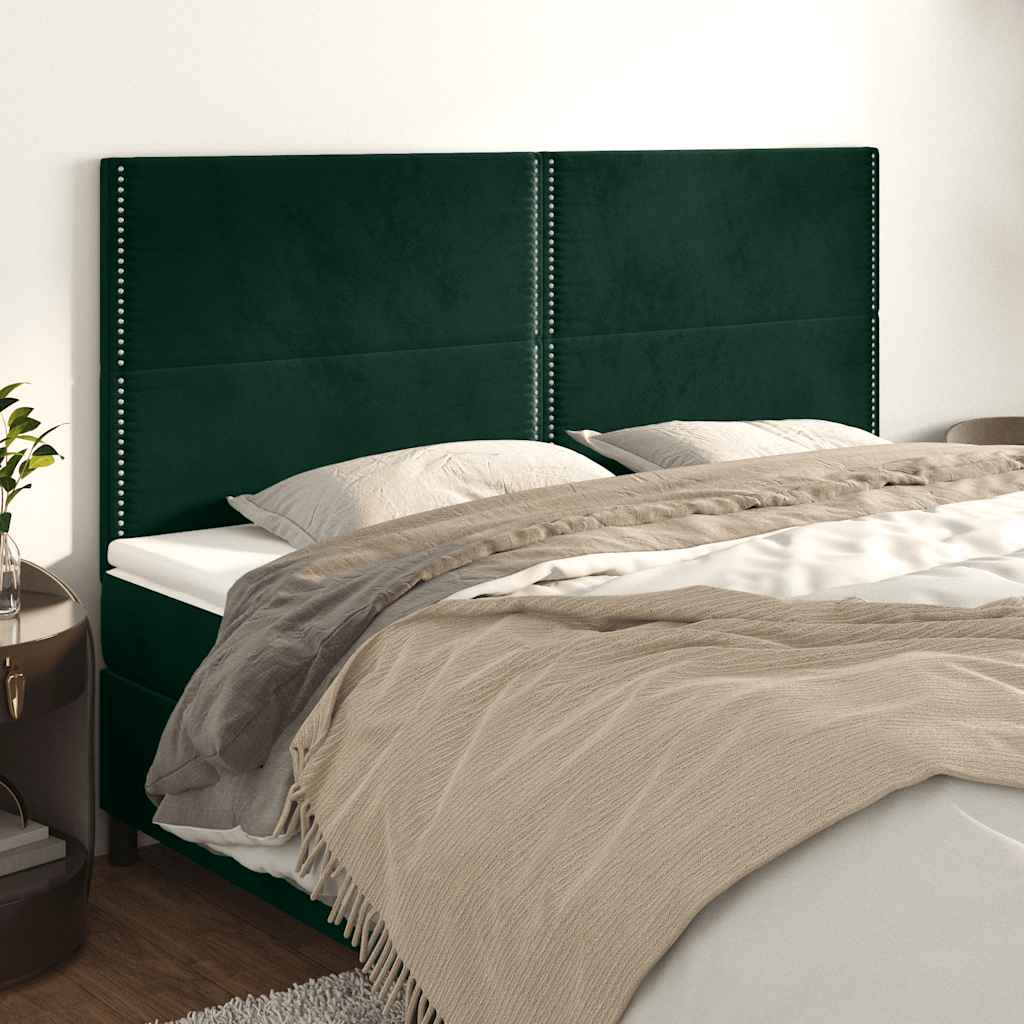 vidaXL Zagłówek ciemnozielony 200x5x118/128 cm aksamit