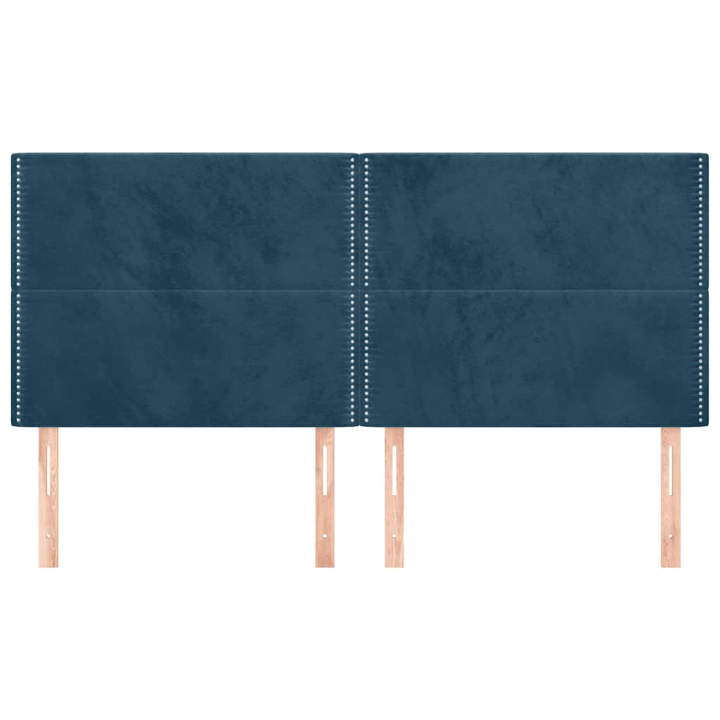 vidaXL Zagłówek granatowy 200x5x118/128 cm aksamit