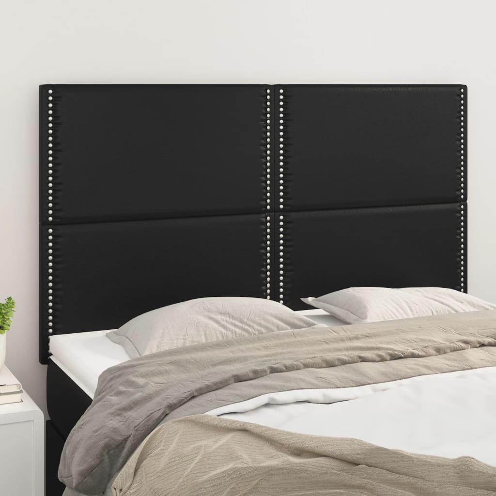 vidaXL Zagłówek czarny 144x5x118/128 cm skóra ekologiczna