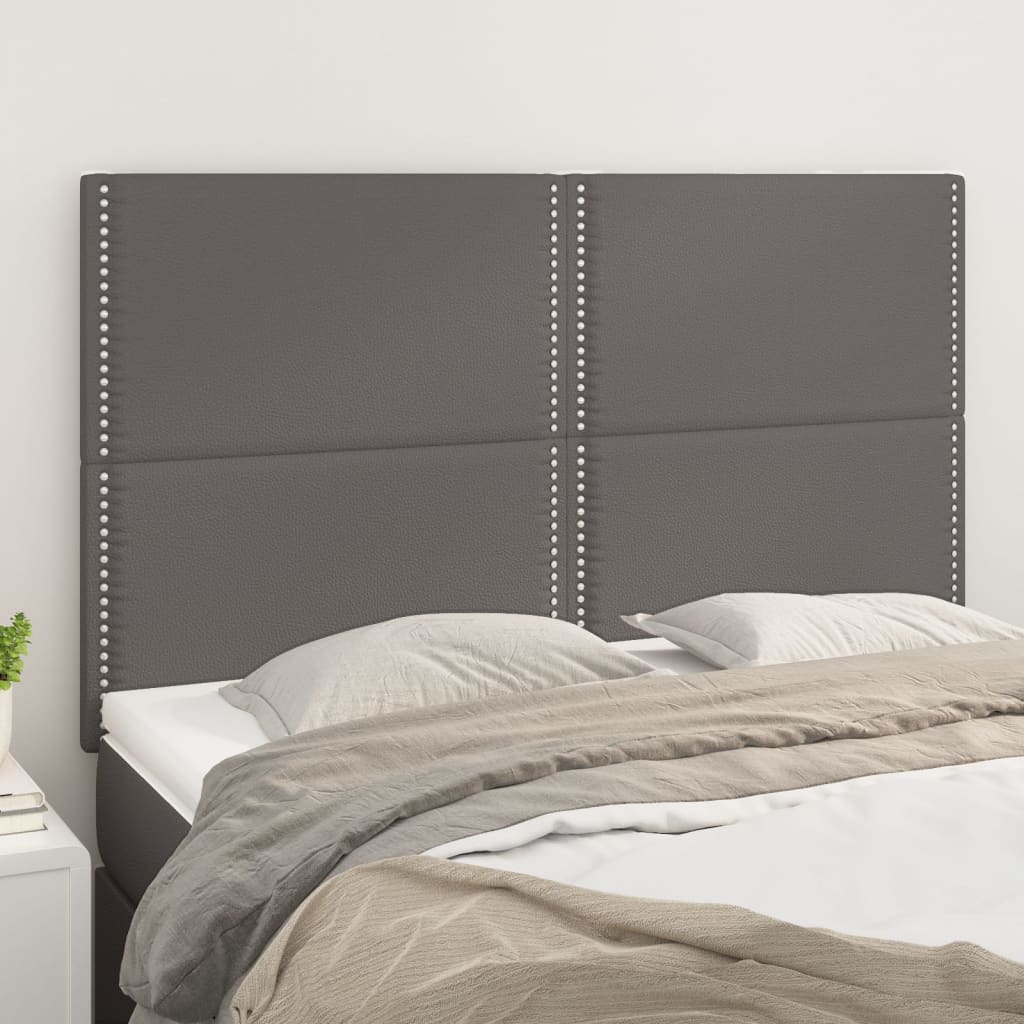 vidaXL Zagłówek szary 144x5x118/128 cm skóra ekologiczna
