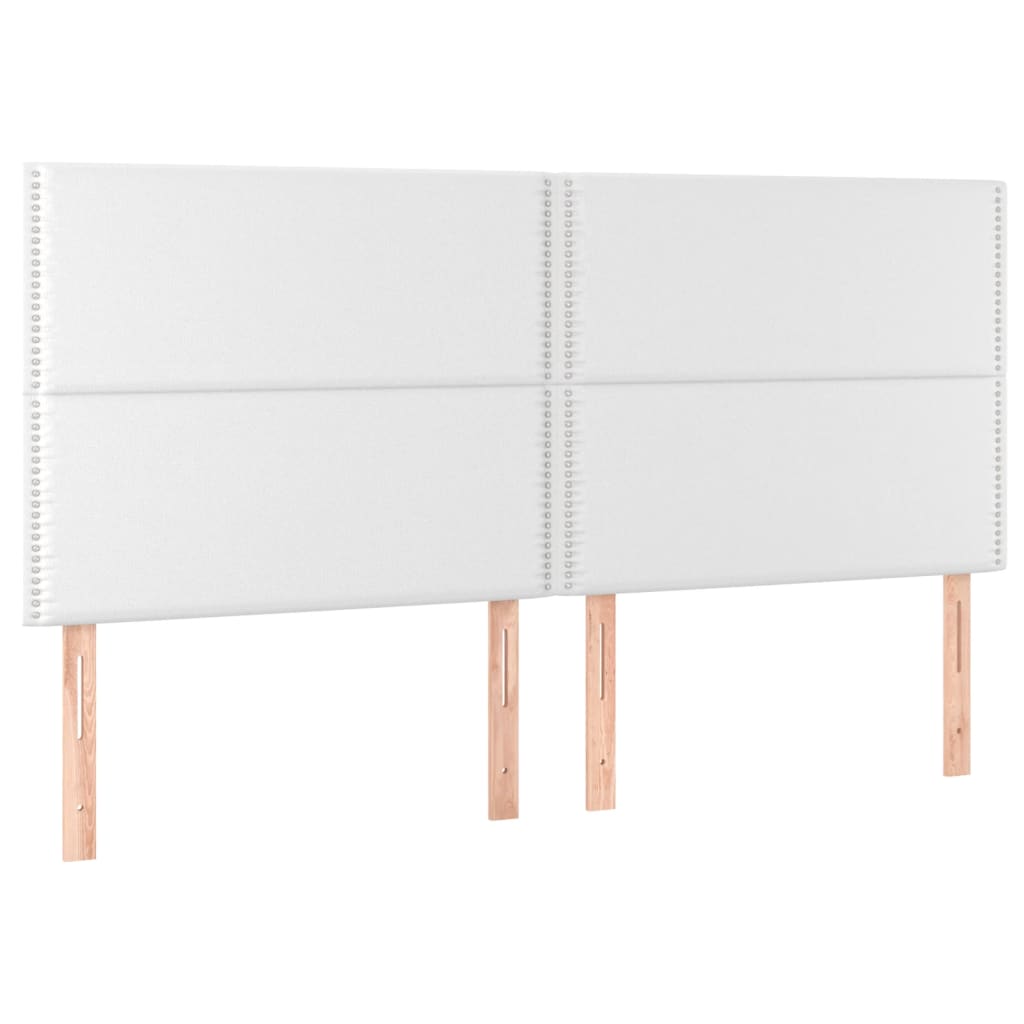 vidaXL Zagłówek biały 200x5x118/128 cm skóra ekologiczna
