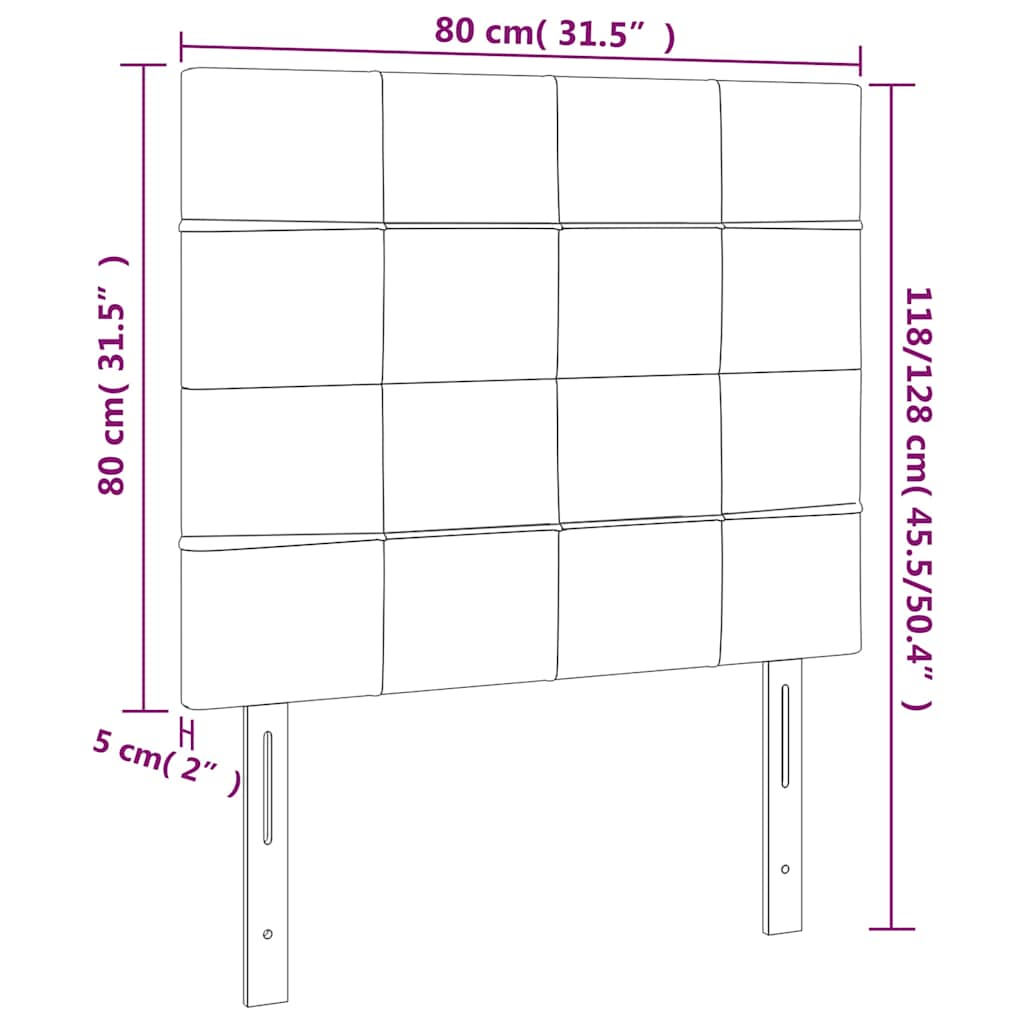 vidaXL Zagłówek ciemnobrązowy 80x5x118/128 cm tkanina