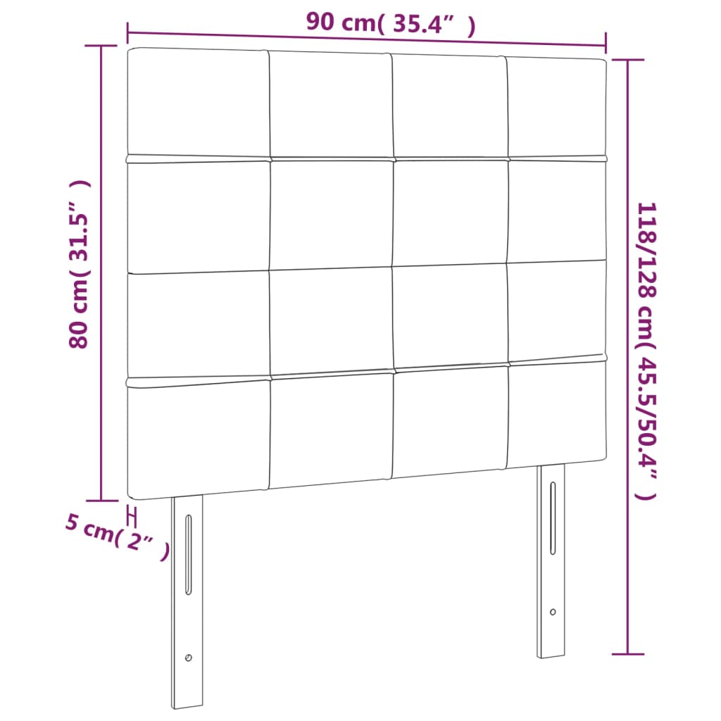 vidaXL Zagłówek jasnoszary 90x5x118/128 cm tkanina