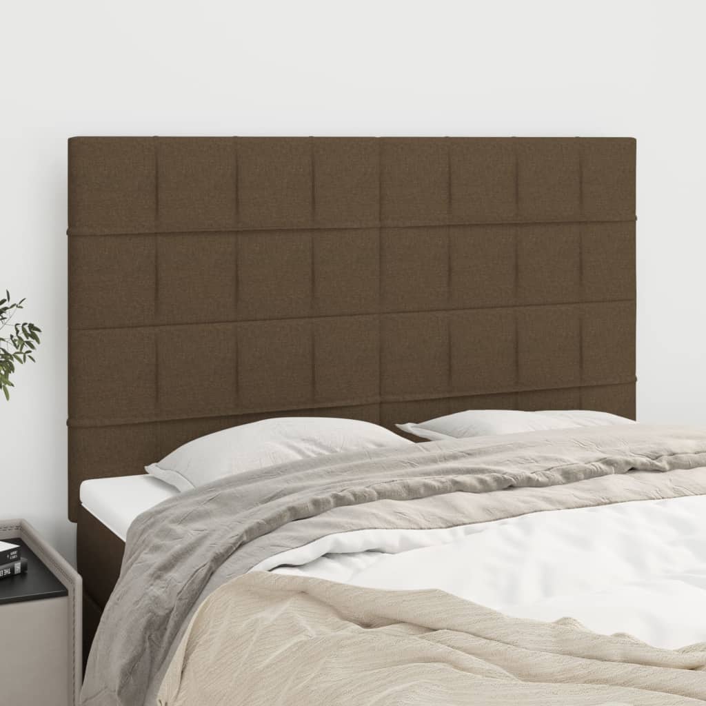 vidaXL Zagłówek ciemnobrązowy 144x5x118/128 cm tkanina