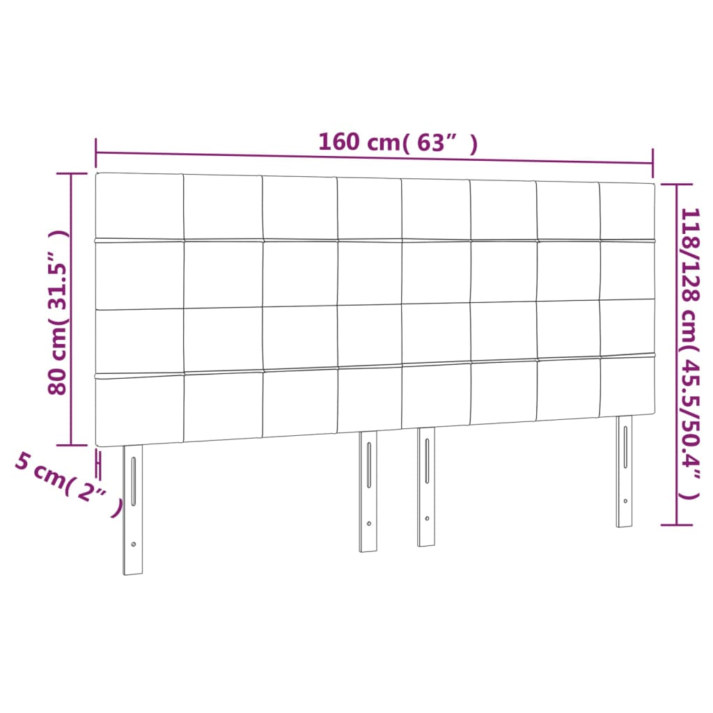 vidaXL Zagłówek ciemnoszary 160x5x118/128 cm materiał