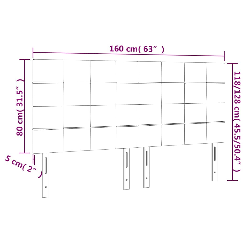 vidaXL Zagłówek ciemnobrązowy 160x5x118/128 cm tkanina