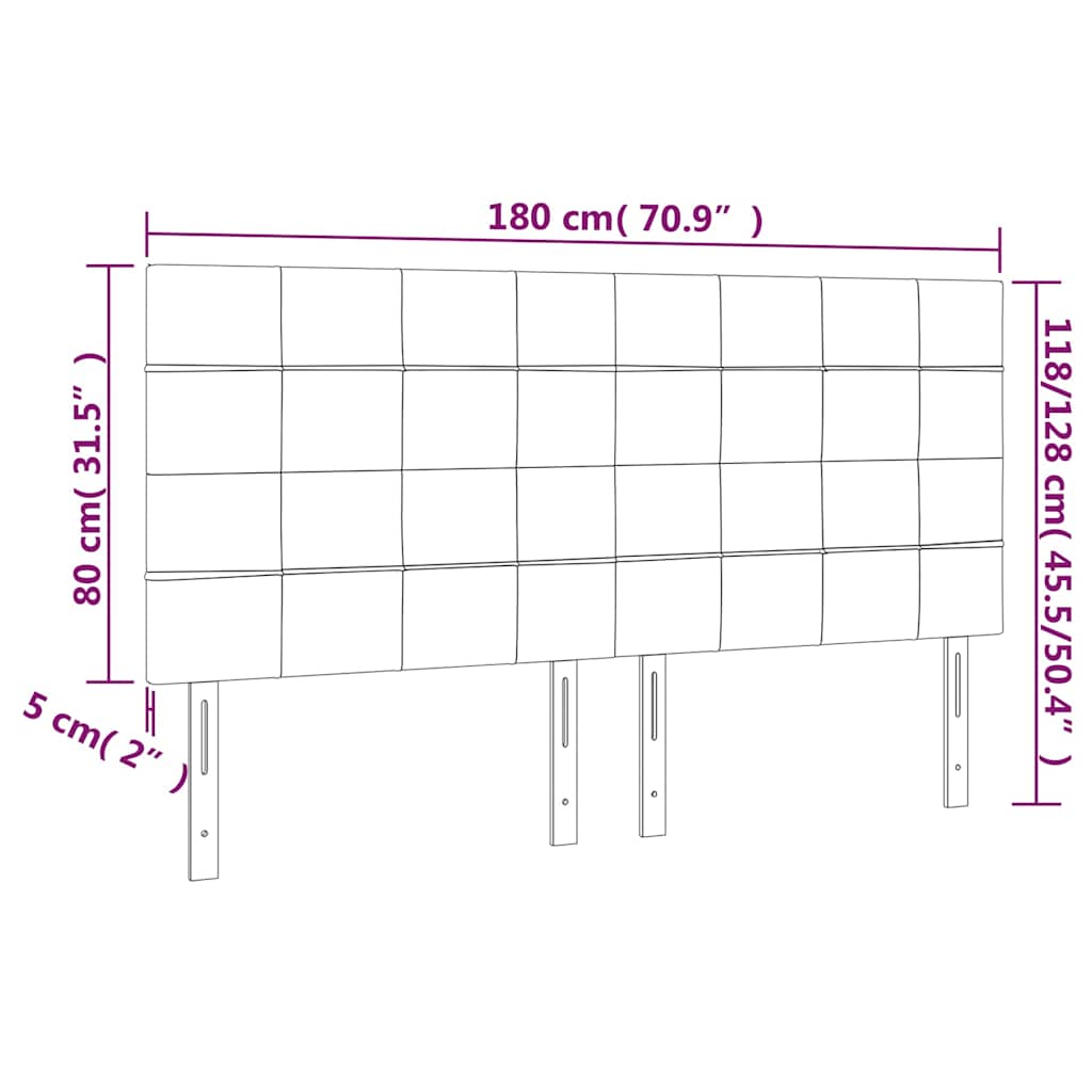 vidaXL Zagłówek ciemnobrązowy 180x5x118/128 cm tkanina