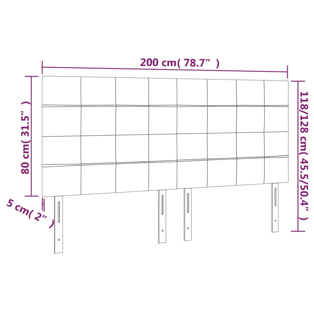 vidaXL Zagłówek ciemnoszary 200x5x118/128 cm tkanina