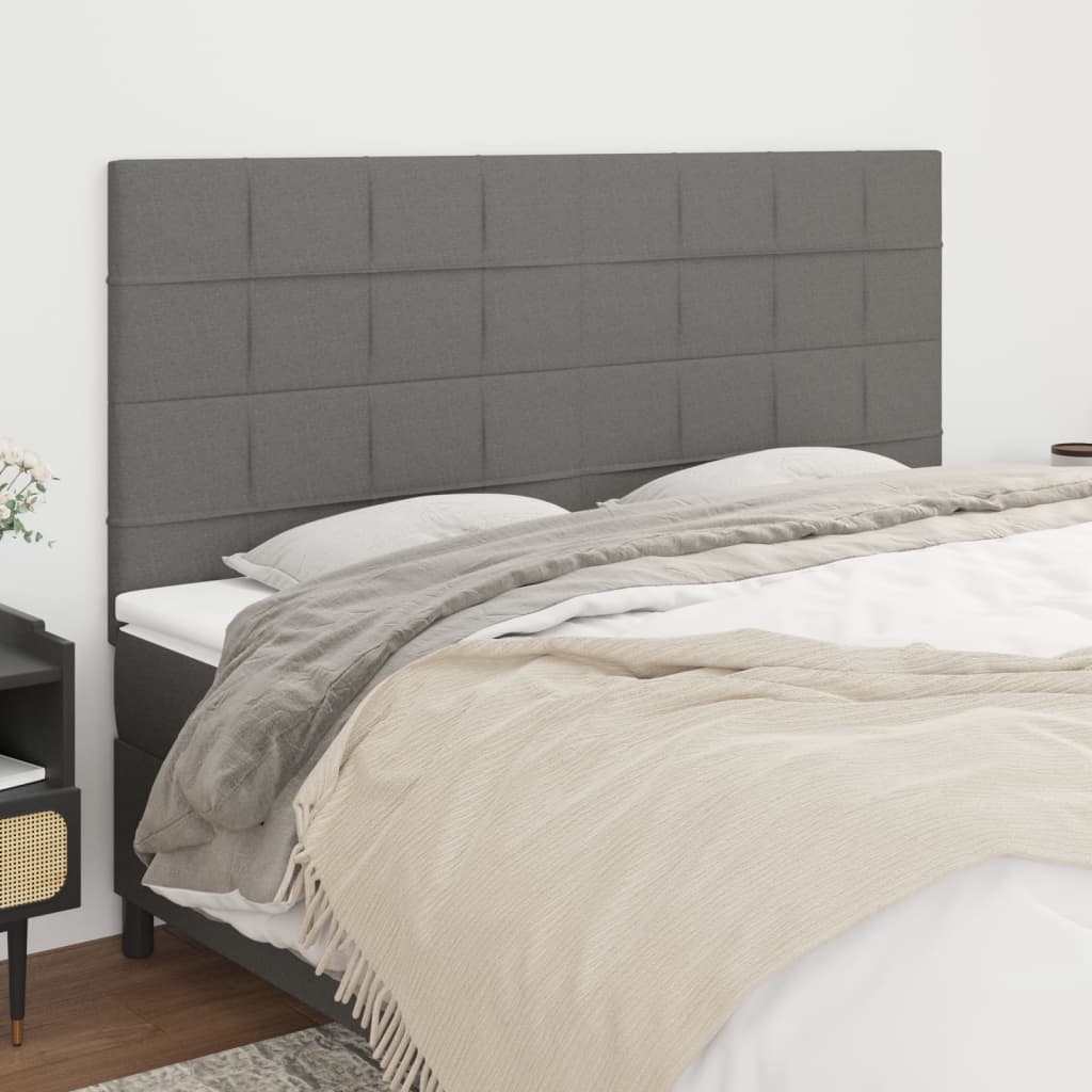 vidaXL Zagłówek ciemnoszary 200x5x118/128 cm tkanina