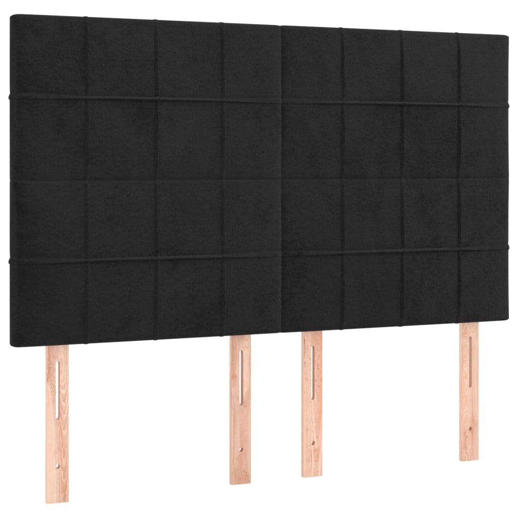 vidaXL Zagłówek czarny 144x5x118/128 cm aksamit