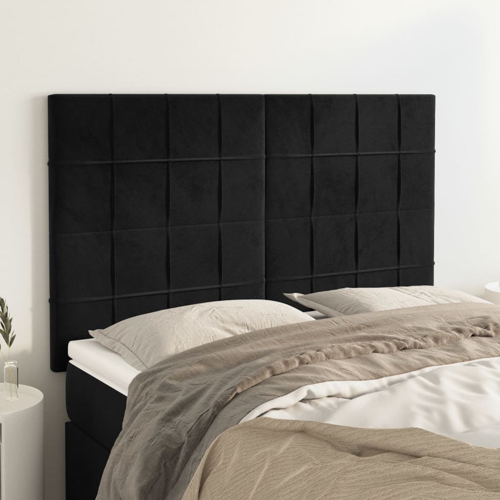 vidaXL Zagłówek czarny 144x5x118/128 cm aksamit