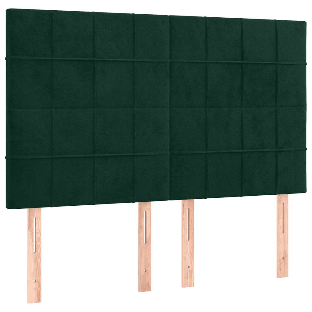 vidaXL Zagłówek ciemnozielony 144x5x118/128 cm aksamit