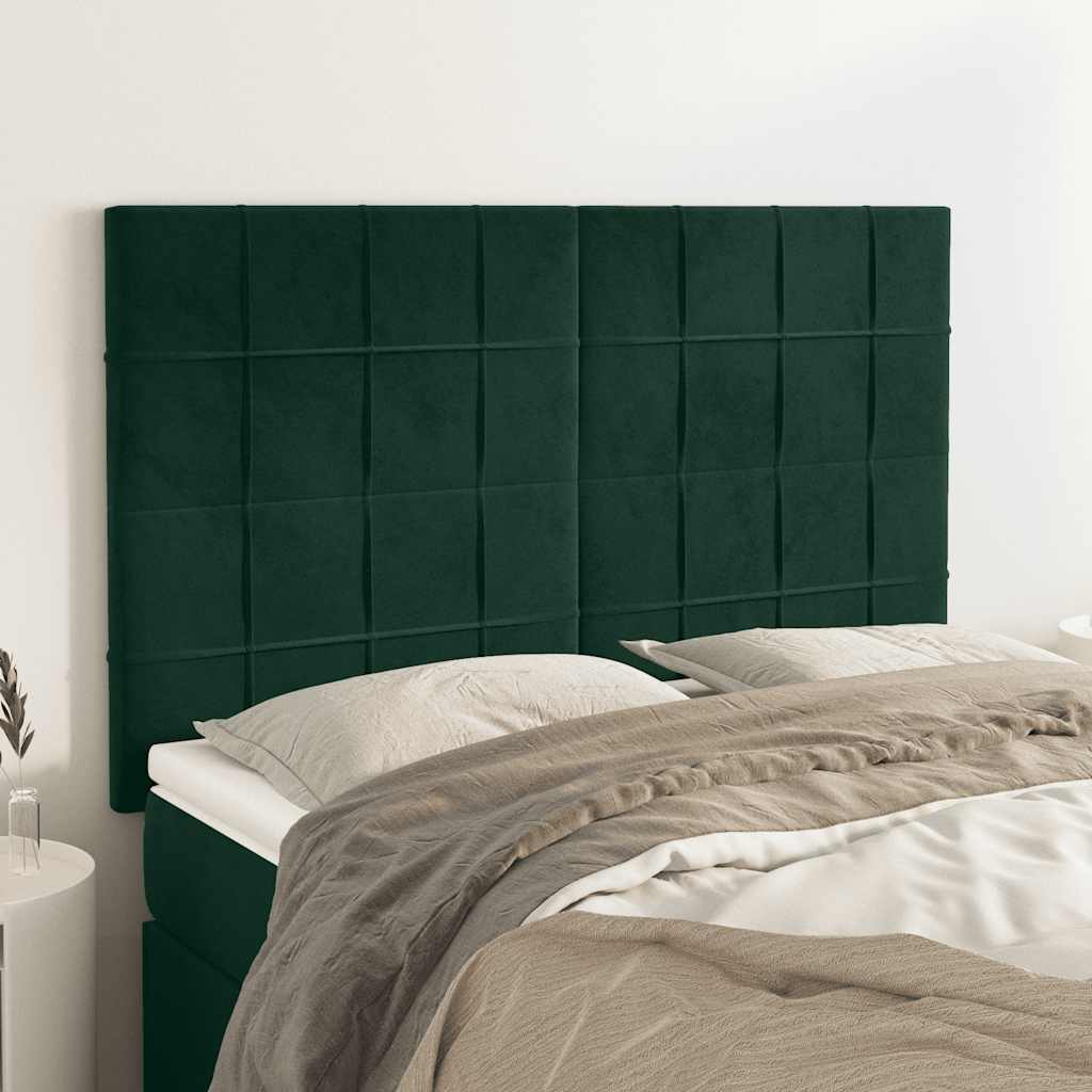 vidaXL Zagłówek ciemnozielony 144x5x118/128 cm aksamit