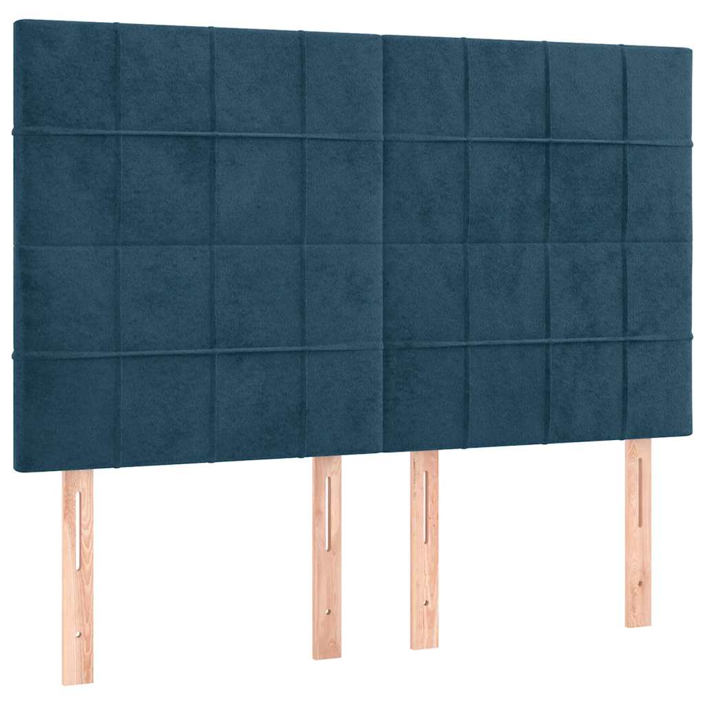 vidaXL Zagłówek granatowy 144x5x118/128 cm aksamit