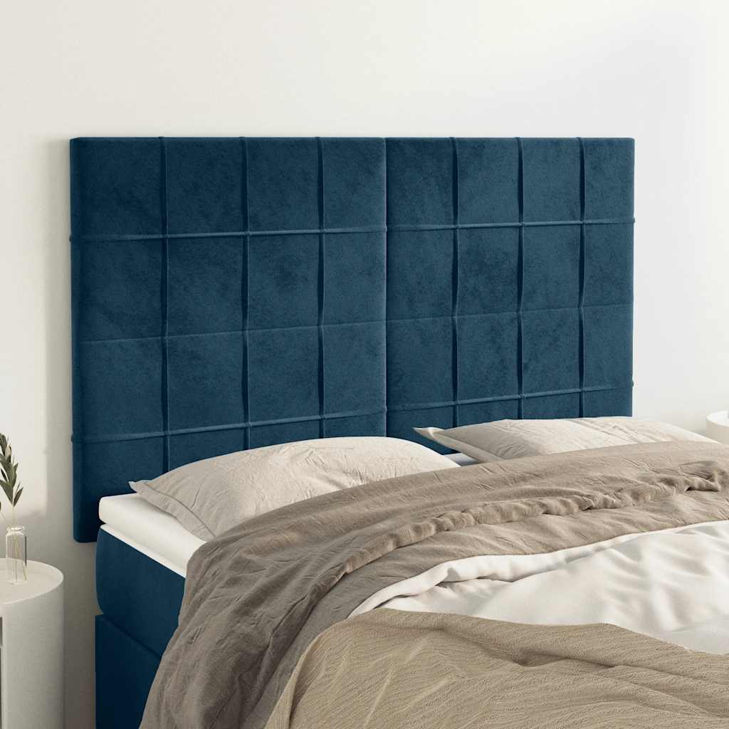 vidaXL Zagłówek granatowy 144x5x118/128 cm aksamit