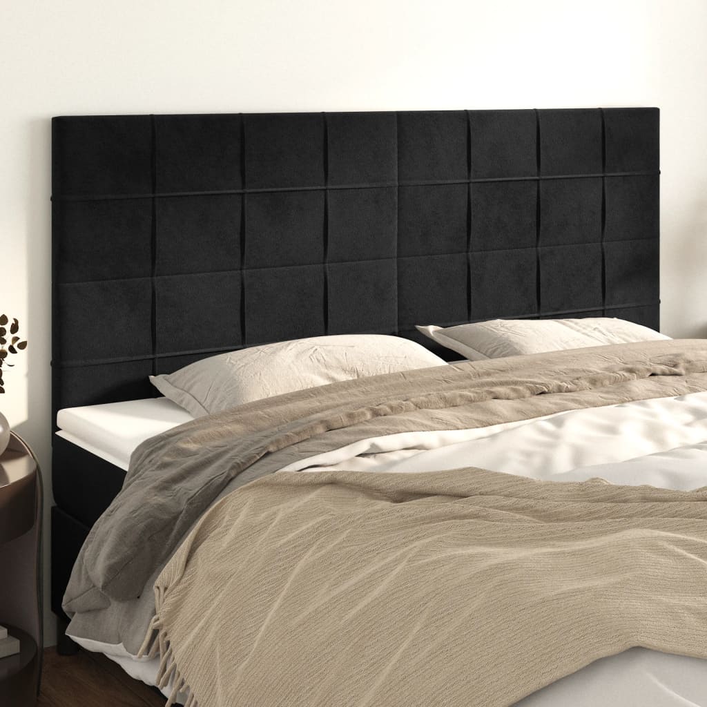 vidaXL Zagłówek czarny 160x5x118/128 cm aksamit